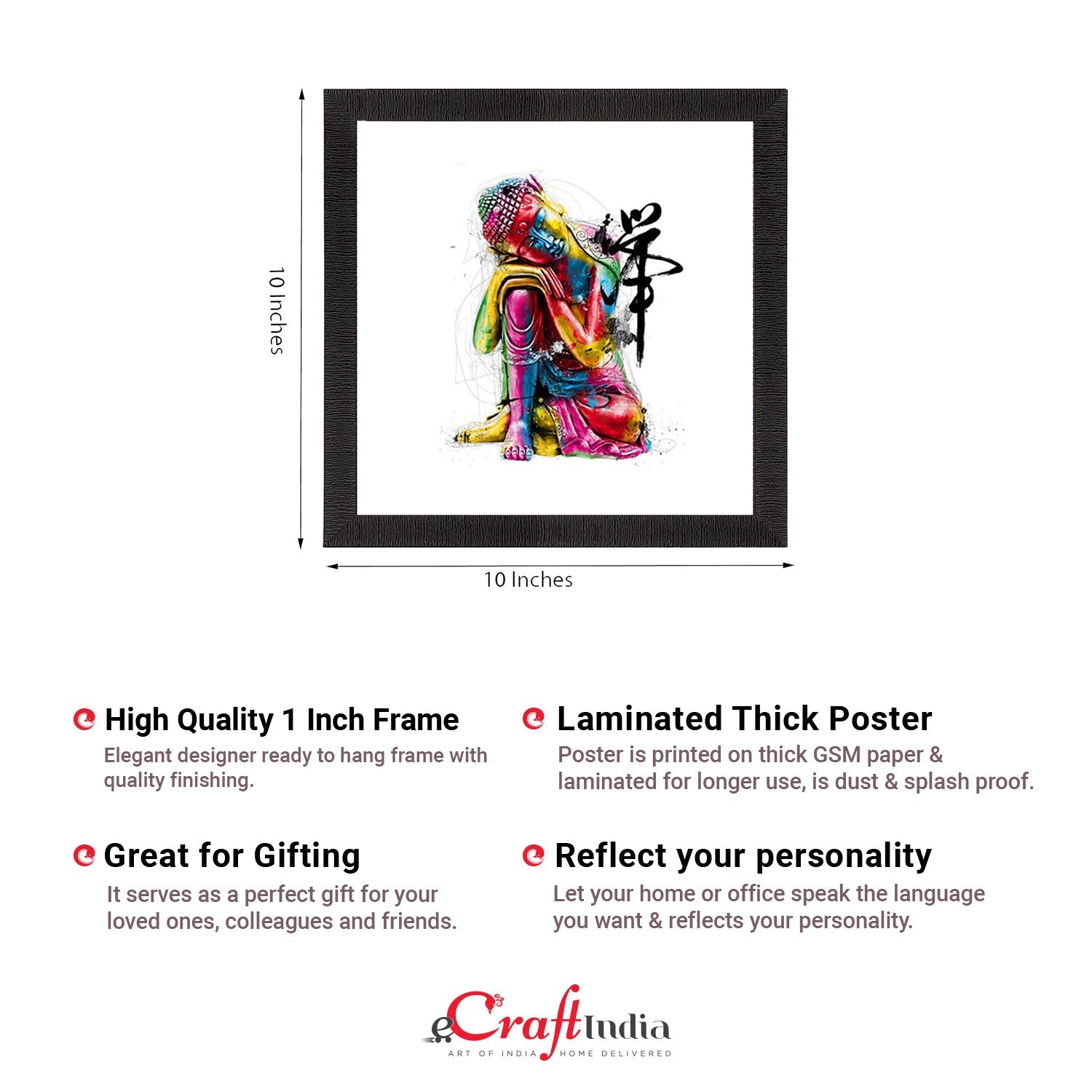 Colorful Lord Buddha Satin Matt Texture UV Art Painting Kafalo