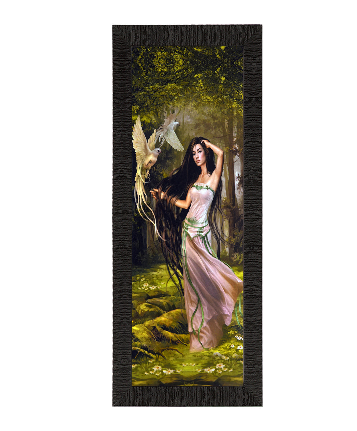 Bird and Woman Satin Matt Texture UV Art Painting Kafalo