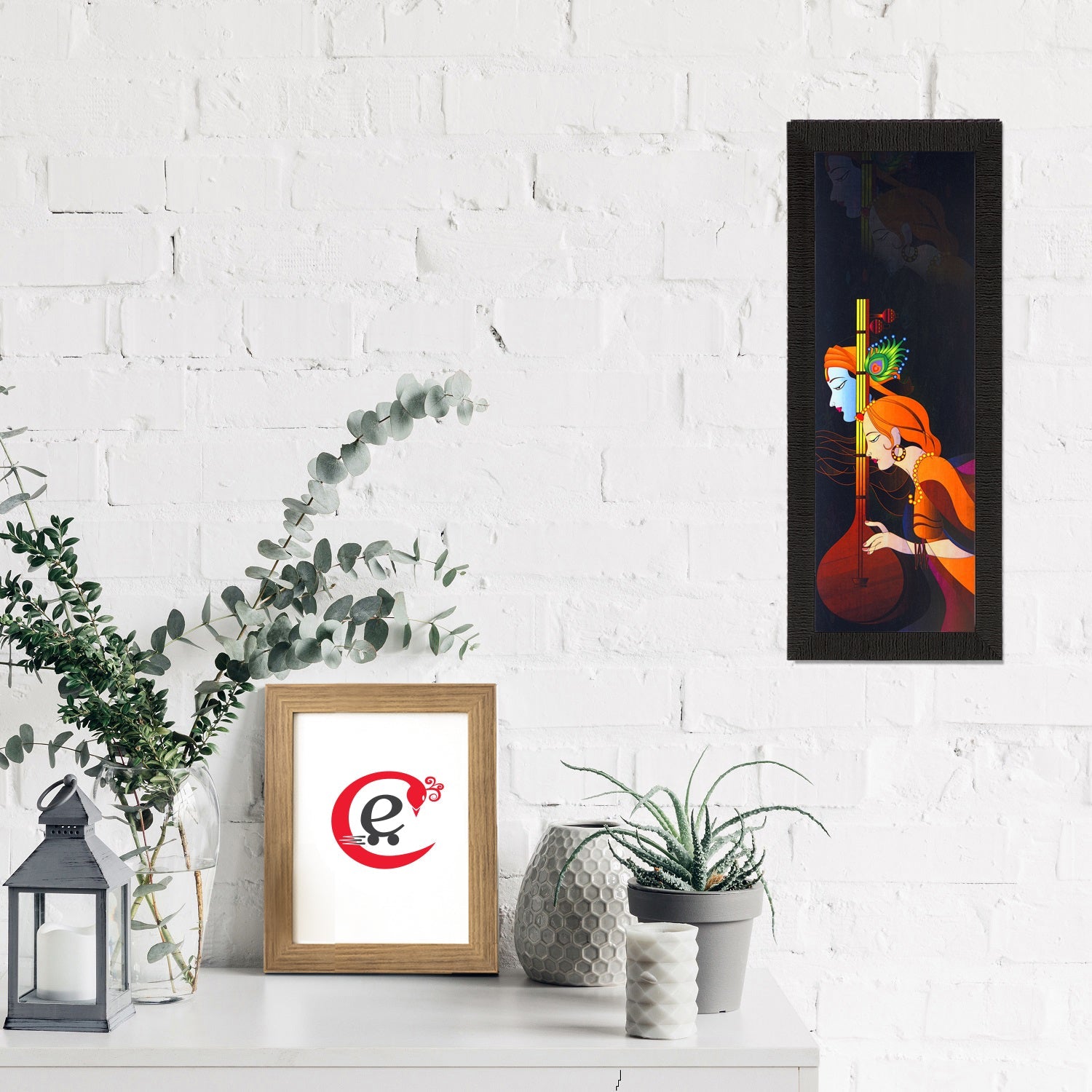 Divine Radha Krishna Painting Digital Printed Religious Wall Art Kafalo