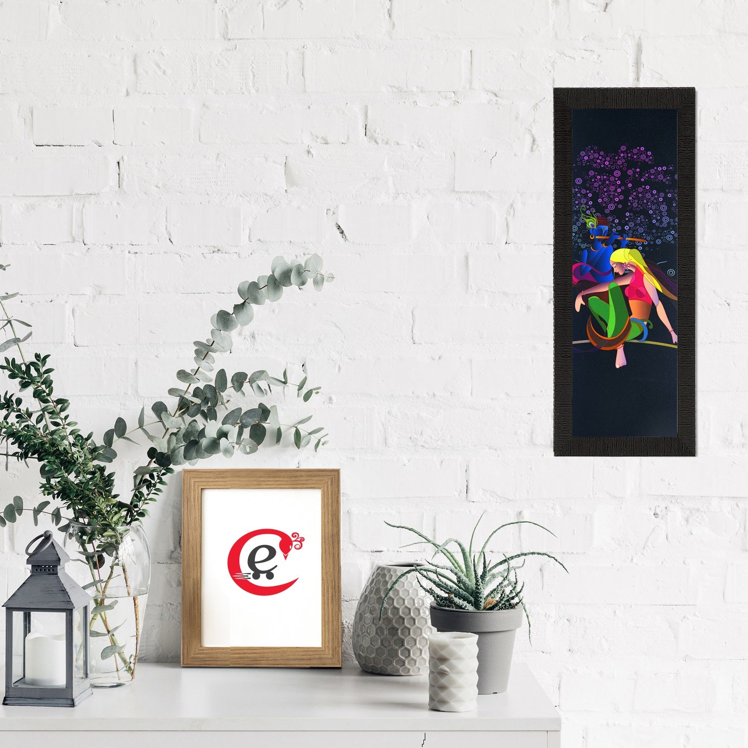Radha Krishna Painting Digital Printed Religious Wall Art Kafalo