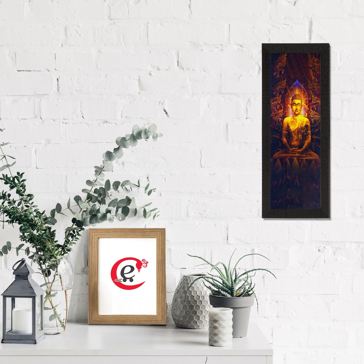 Enlightening Lord Buddha Painting Digital Printed Religious Wall Art Kafalo