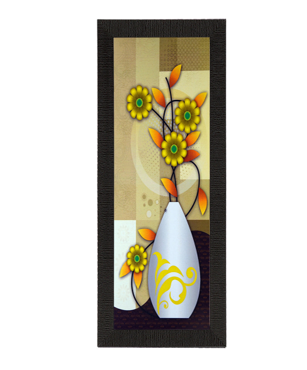 Botanical Yellow Floral Satin Matt Texture UV Art Painting Kafalo