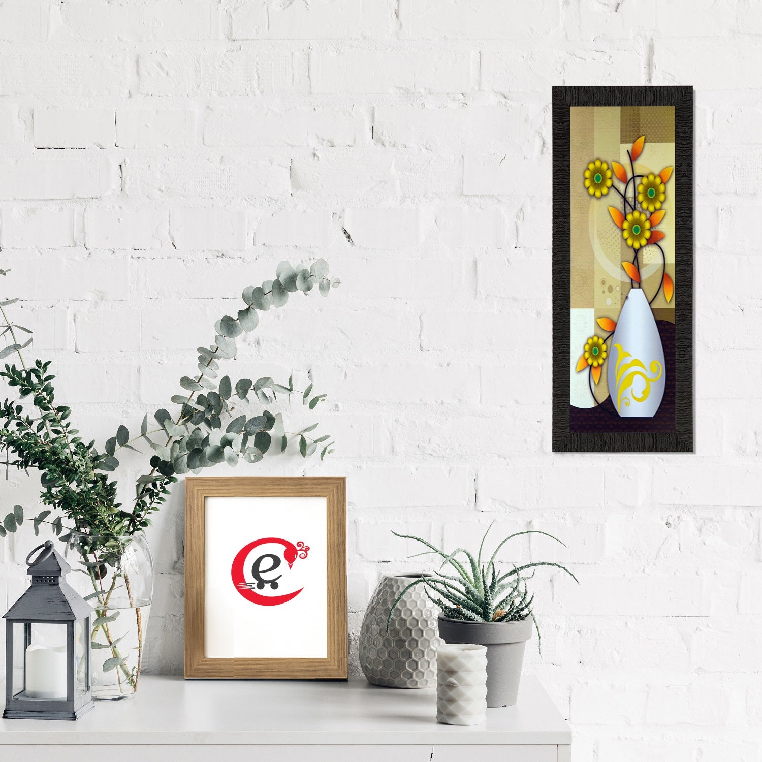 Botanical Yellow Floral Satin Matt Texture UV Art Painting Kafalo
