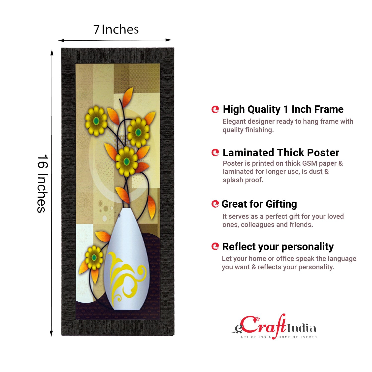 Botanical Yellow Floral Satin Matt Texture UV Art Painting Kafalo