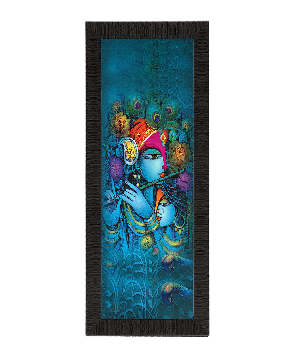 Lord Krishna In Blue Satin Matt Texture UV Art Painting Kafalo