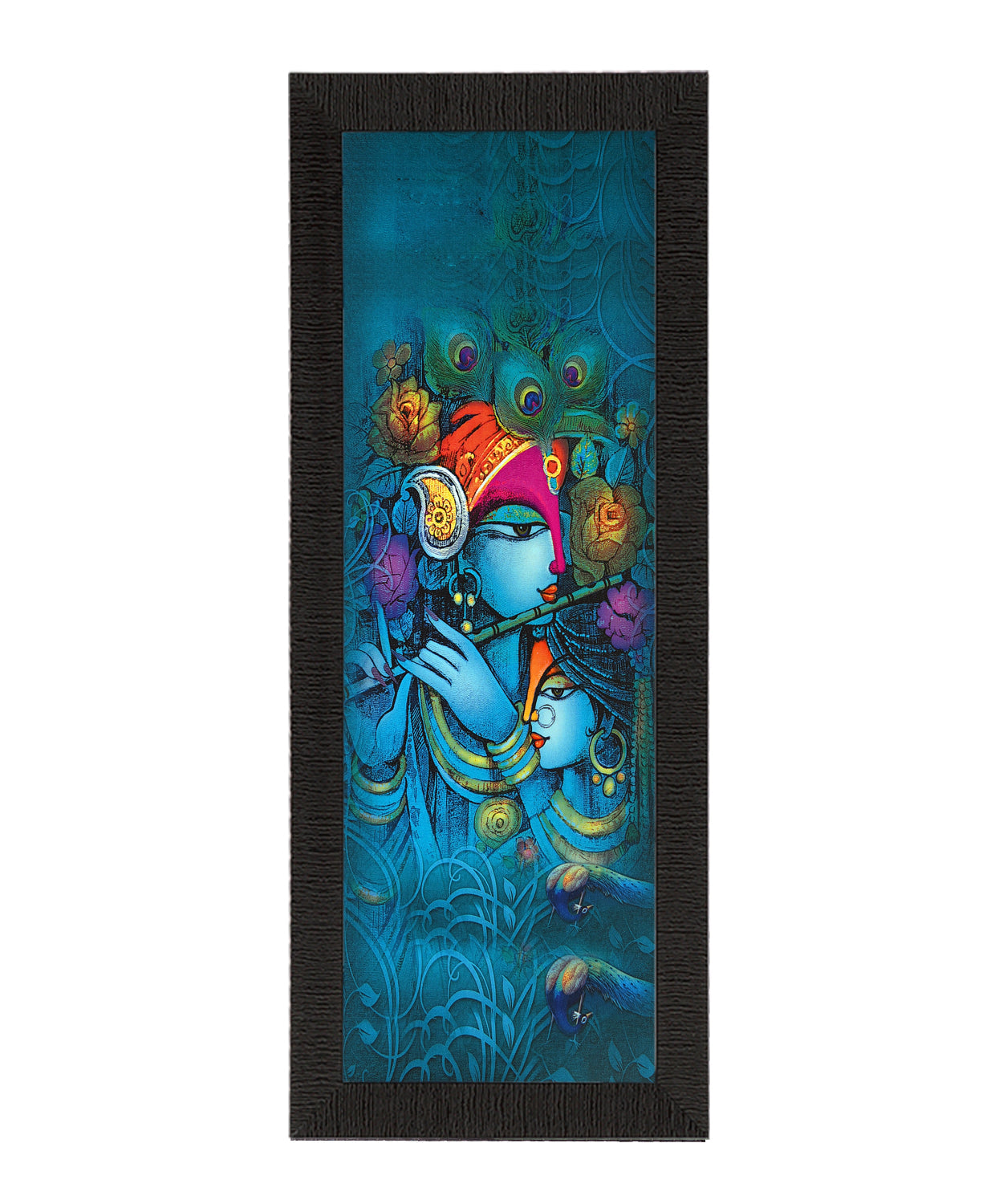 Lord Krishna In Blue Satin Matt Texture UV Art Painting Kafalo