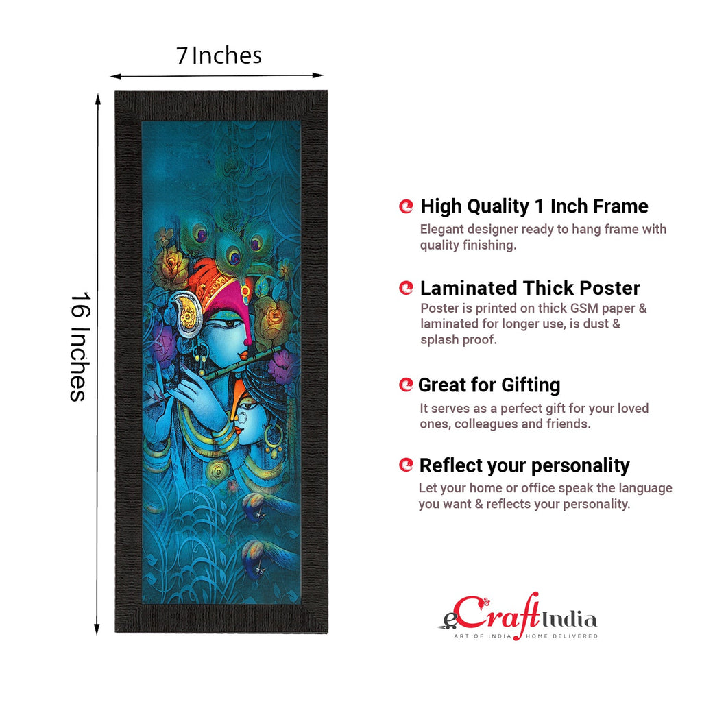 Lord Krishna In Blue Satin Matt Texture UV Art Painting Kafalo