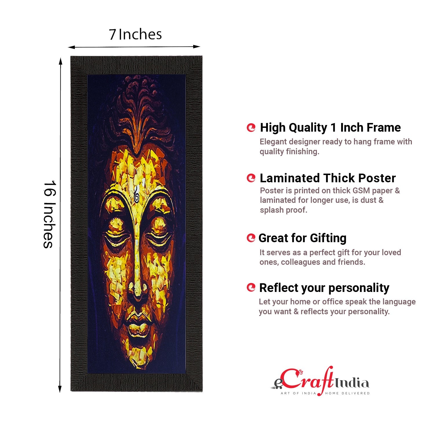 Face Of Lord Buddha Painting Digital Printed Religious Wall Art Kafalo