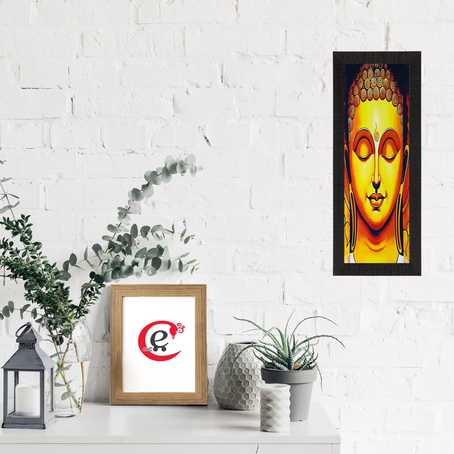 Enlightening Lord Buddha Painting Digital Printed Religious Wall Art Kafalo