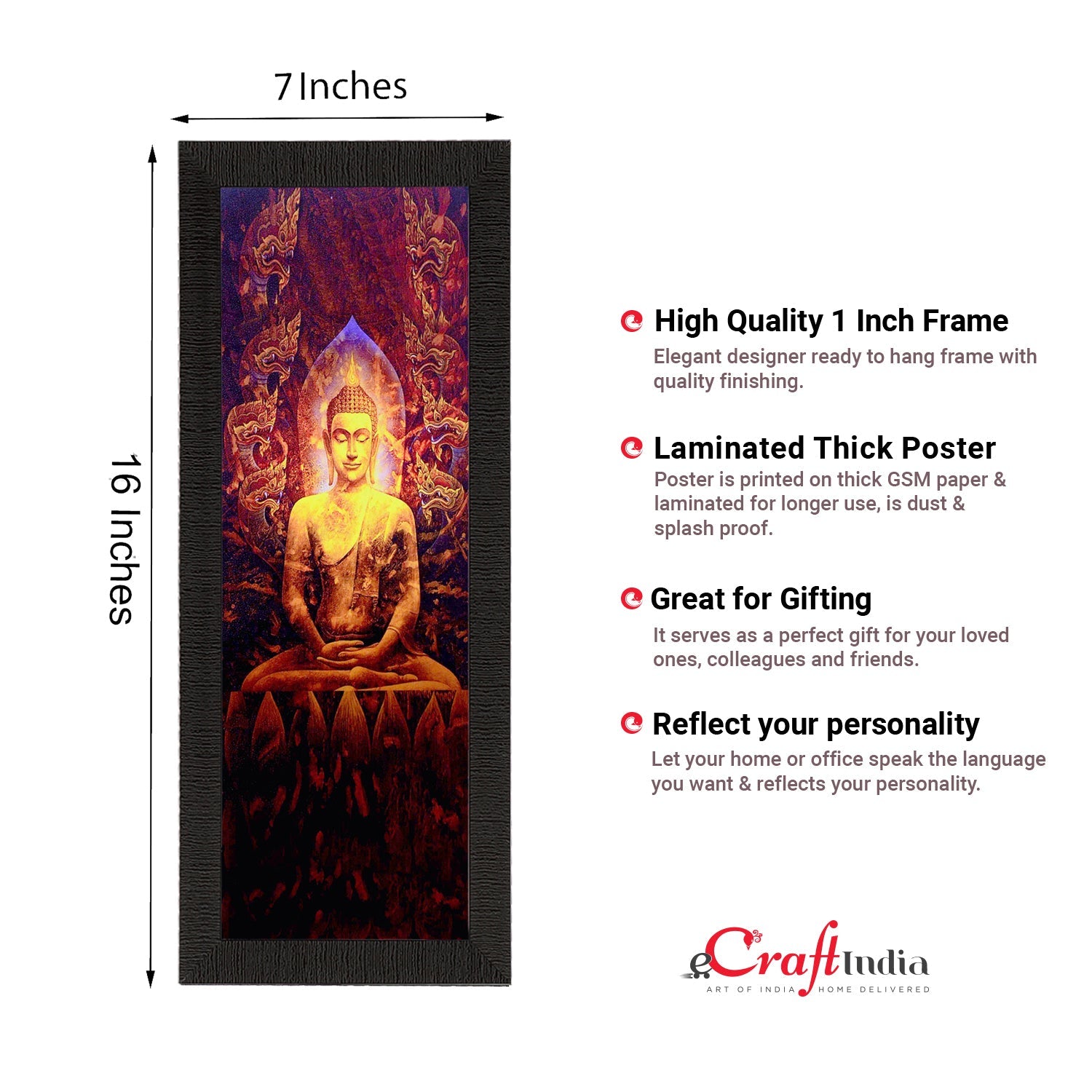 Enlightening Lord Buddha Painting Digital Printed Religious Wall Art Kafalo