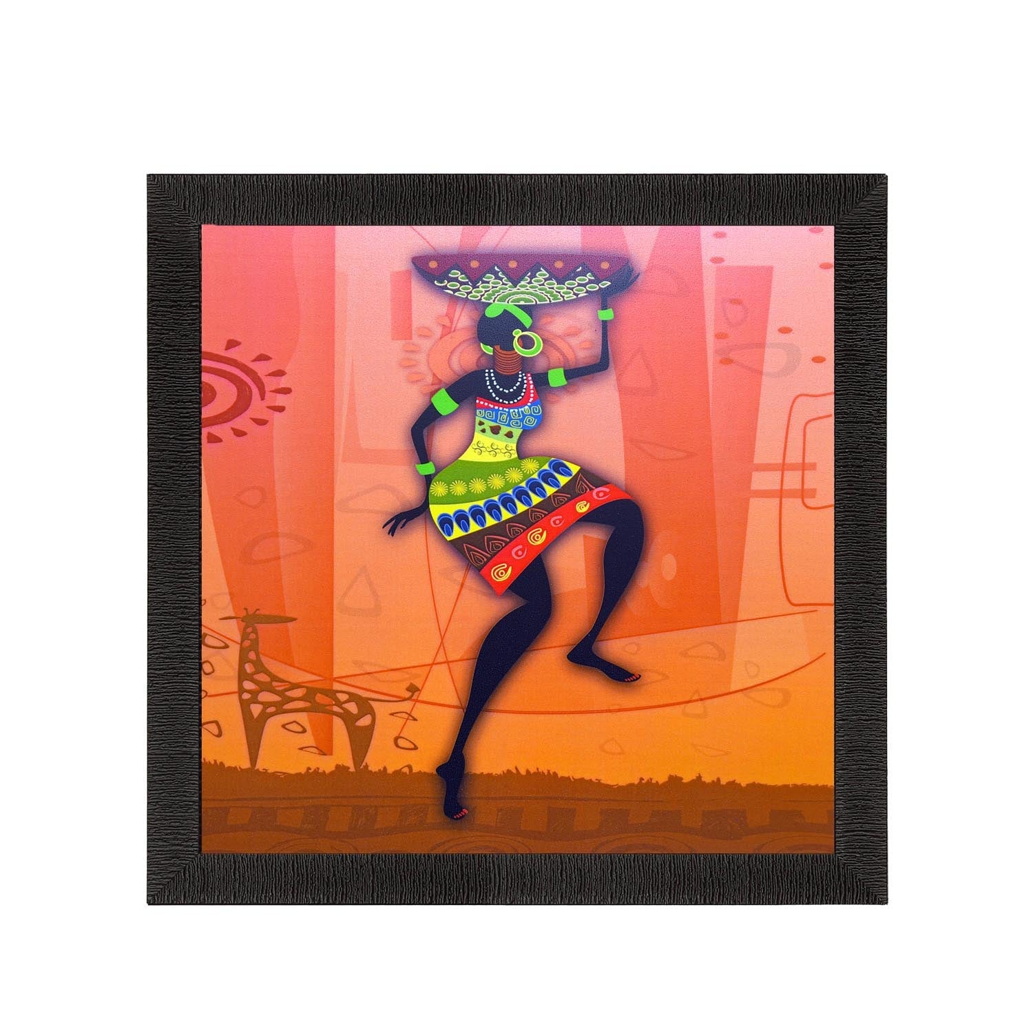 Dancing Tribal Woman Satin Matt Texture UV Art Painting Kafalo