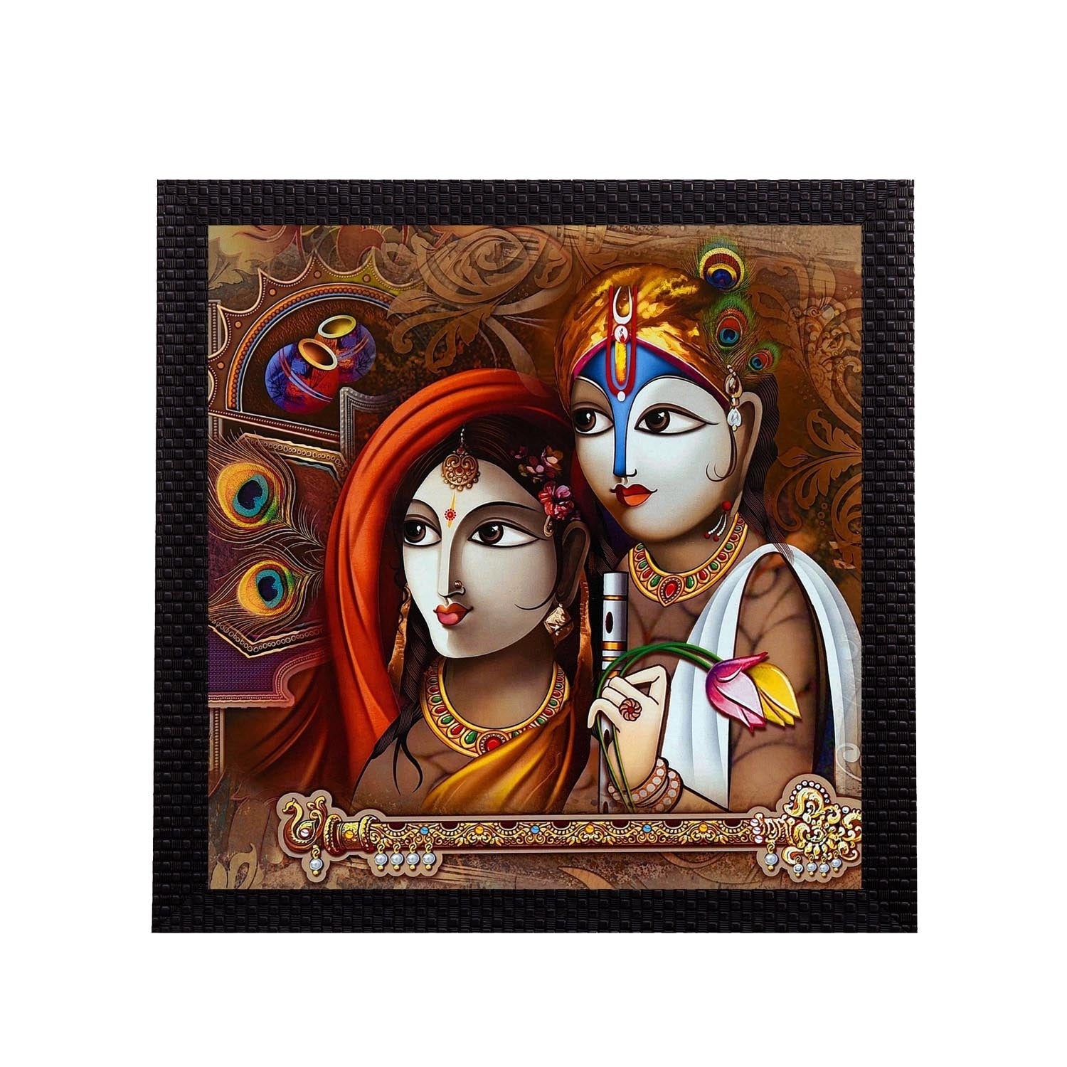 Divine Krishna Radha Satin Matt Texture UV Art Painting Kafalo