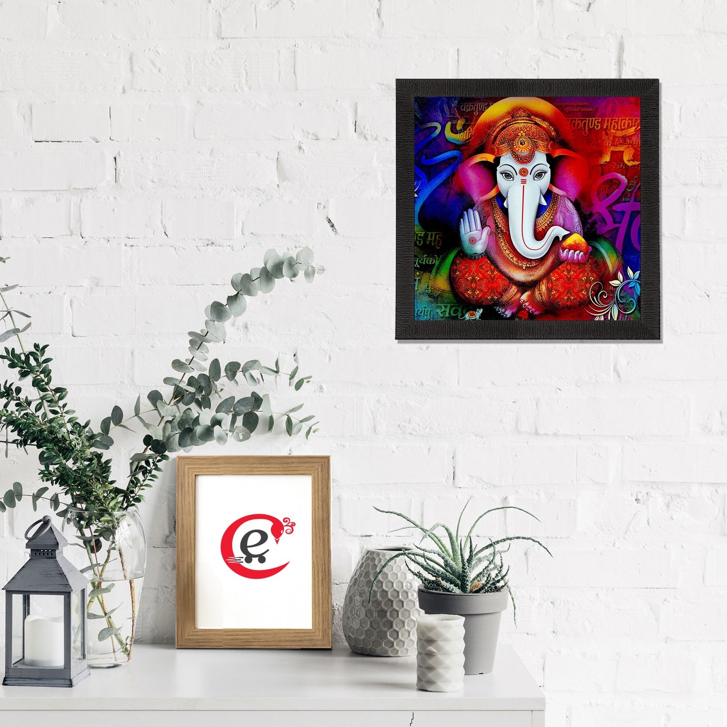 Lord Ganesha Painting Digital Printed Religious Wall Art Kafalo