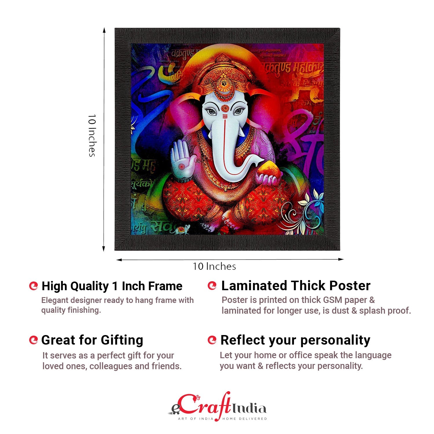 Lord Ganesha Painting Digital Printed Religious Wall Art Kafalo