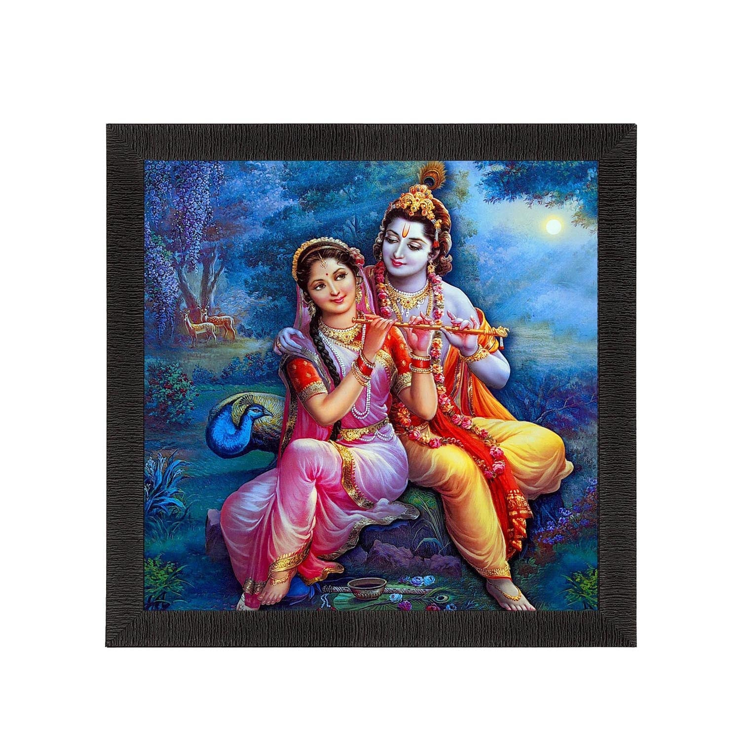 Musical Radha Krishna Satin Matt Texture UV Art Painting Kafalo