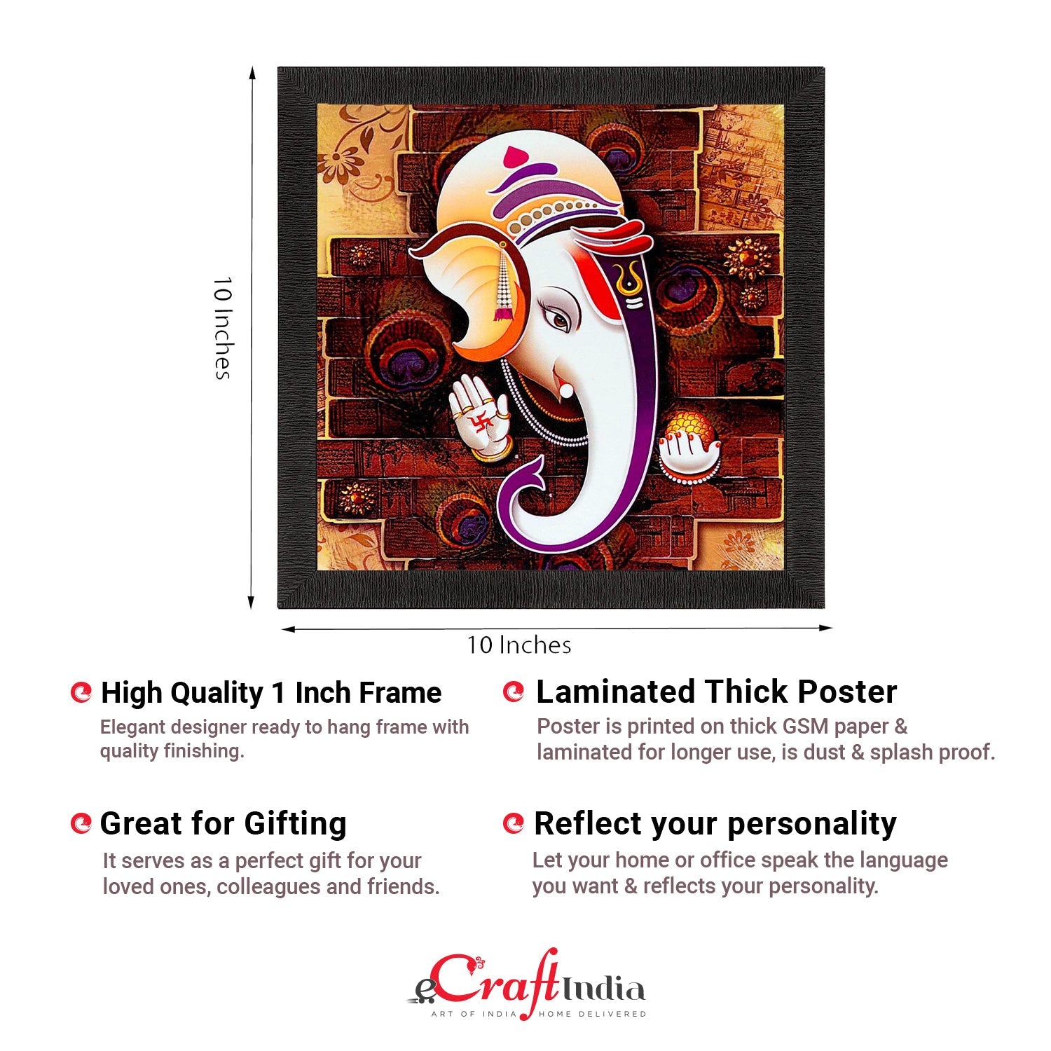 Face Of Ganesha Satin Matt Texture UV Art Painting Kafalo