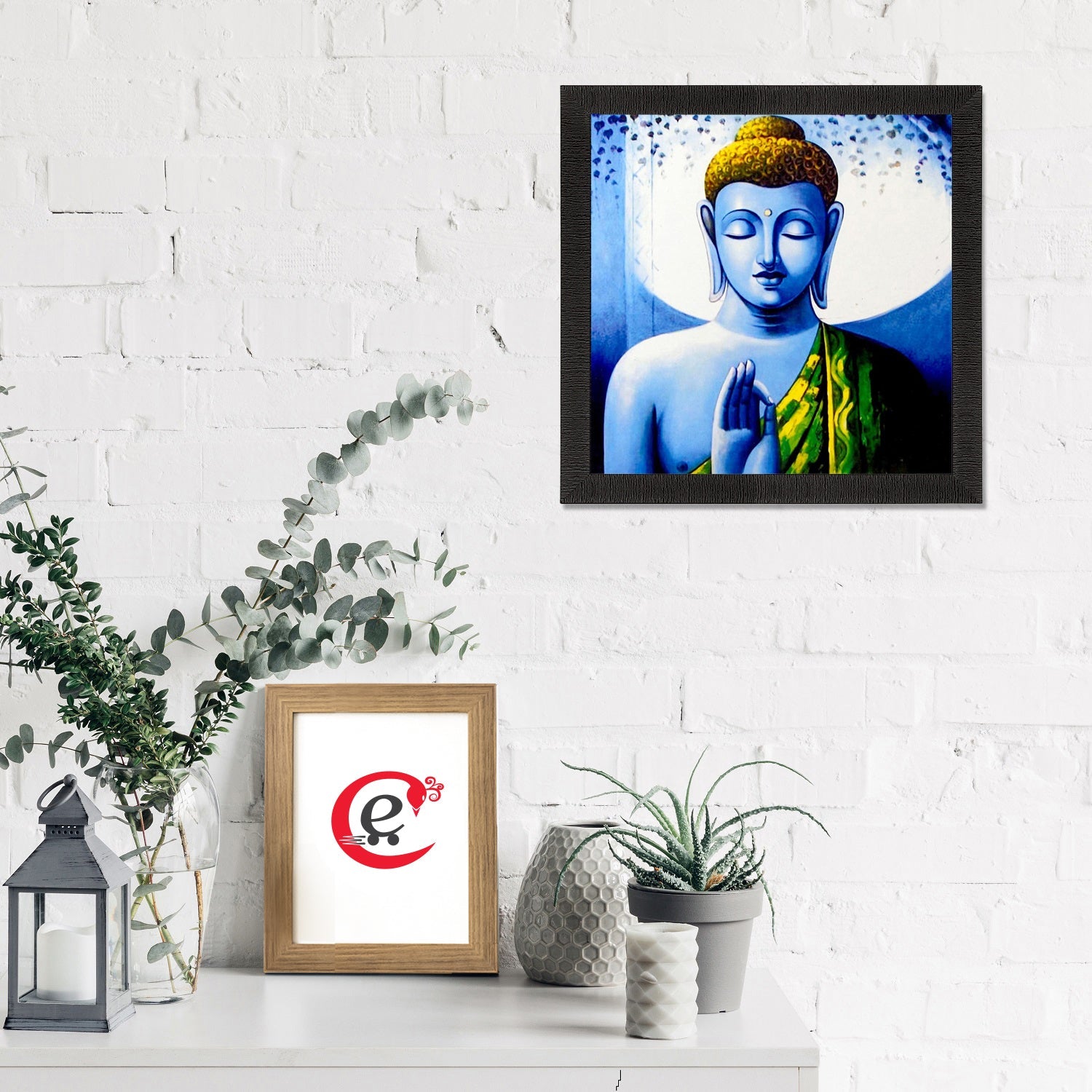 Meditating Lord Buddha Painting Digital Printed Religious Wall Art Kafalo