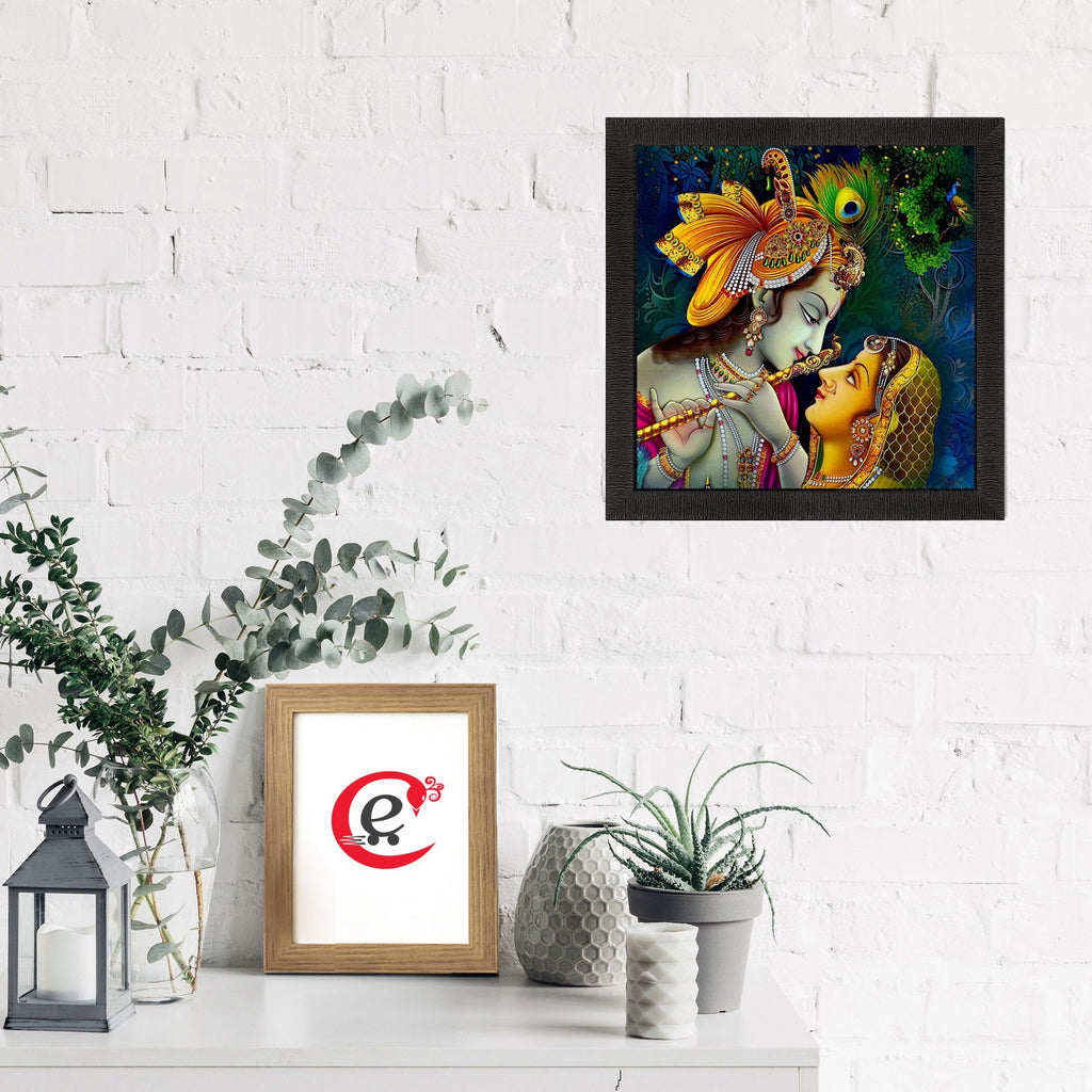 Musical Krishna Radha Satin Matt Texture UV Art Painting Kafalo