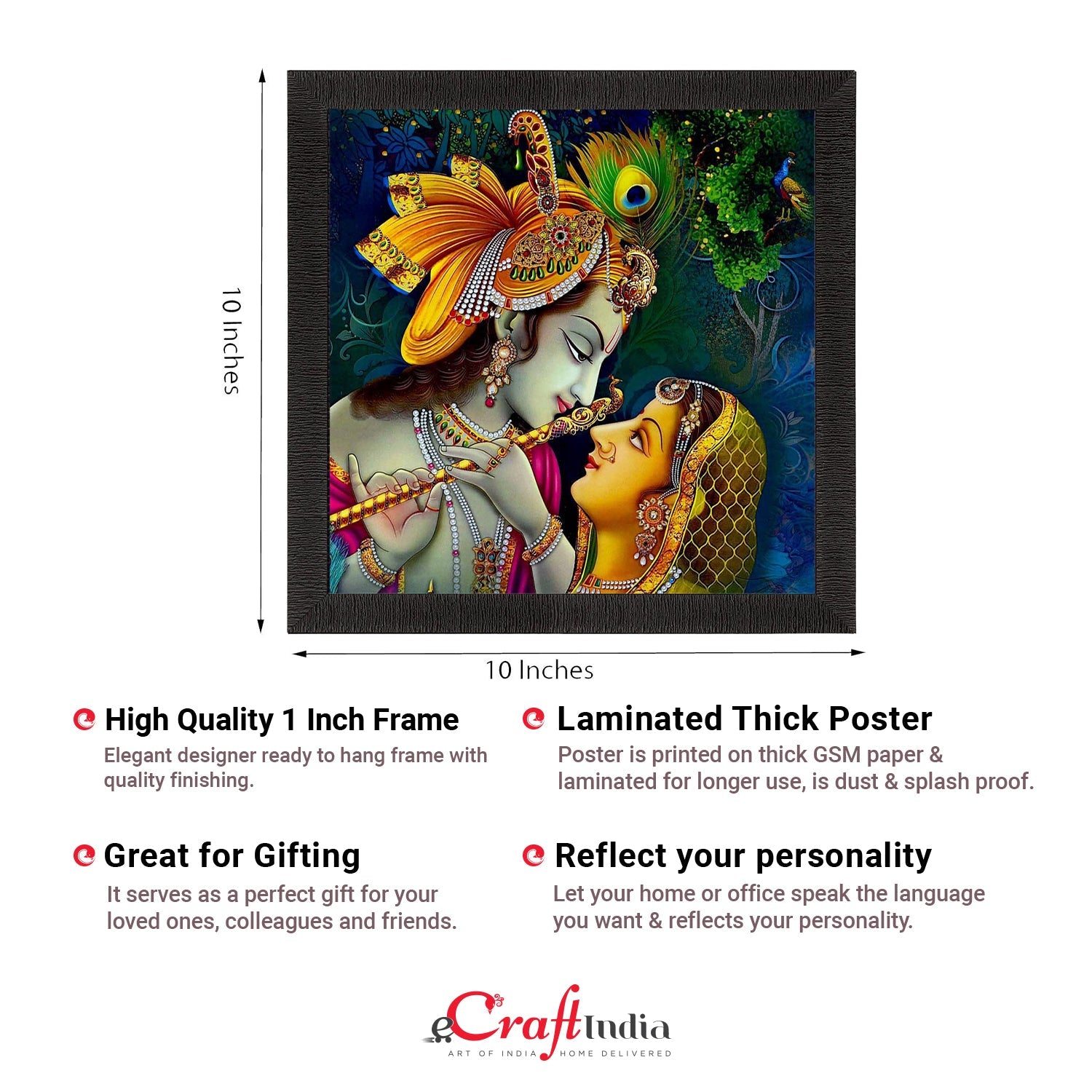 Musical Krishna Radha Satin Matt Texture UV Art Painting Kafalo