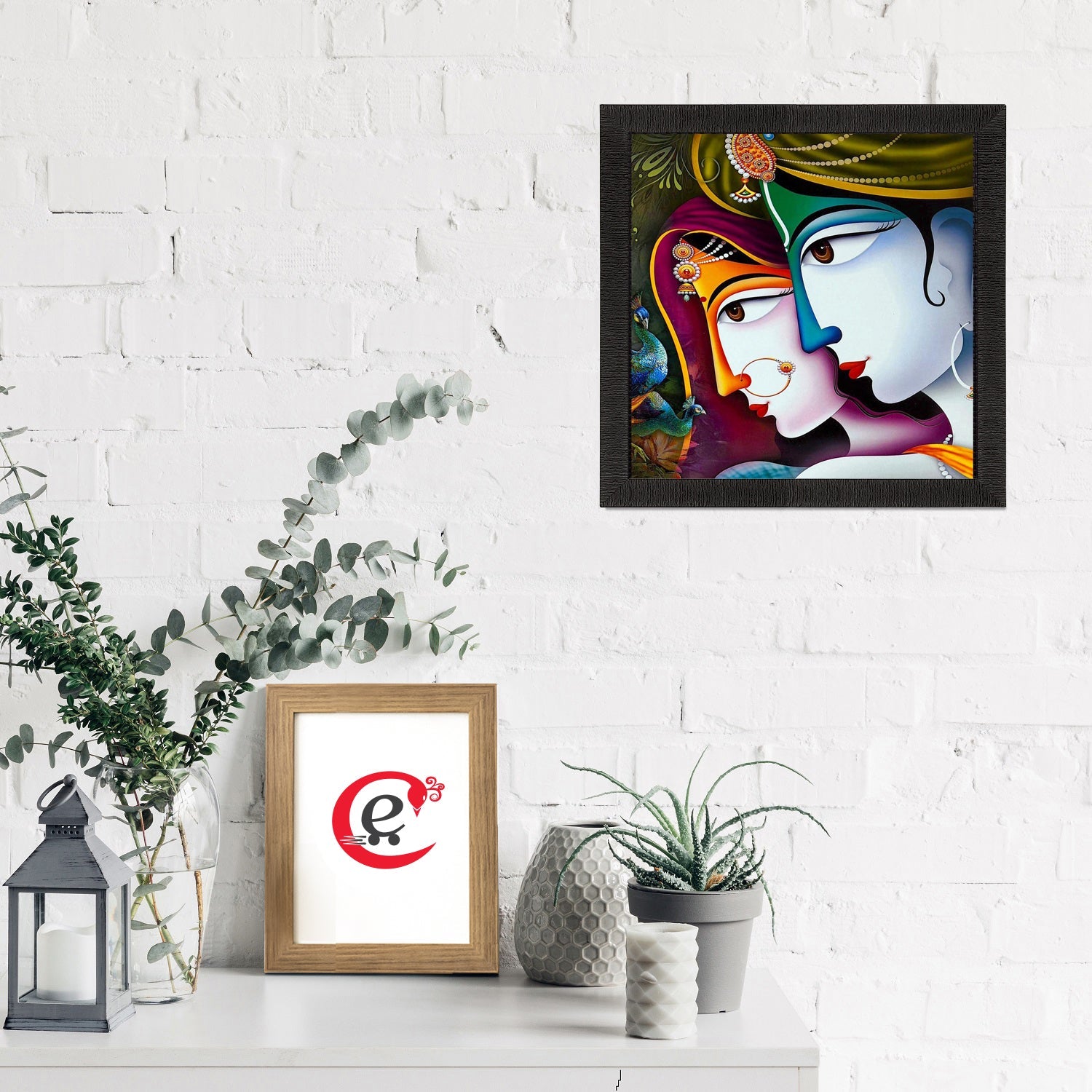 Face Of Radha Krishna Painting Digital Printed Religious Wall Art Kafalo