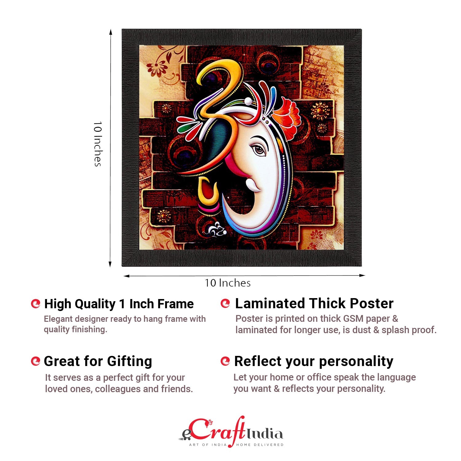 Face Of Ganesha Satin Matt Texture UV Art Painting Kafalo