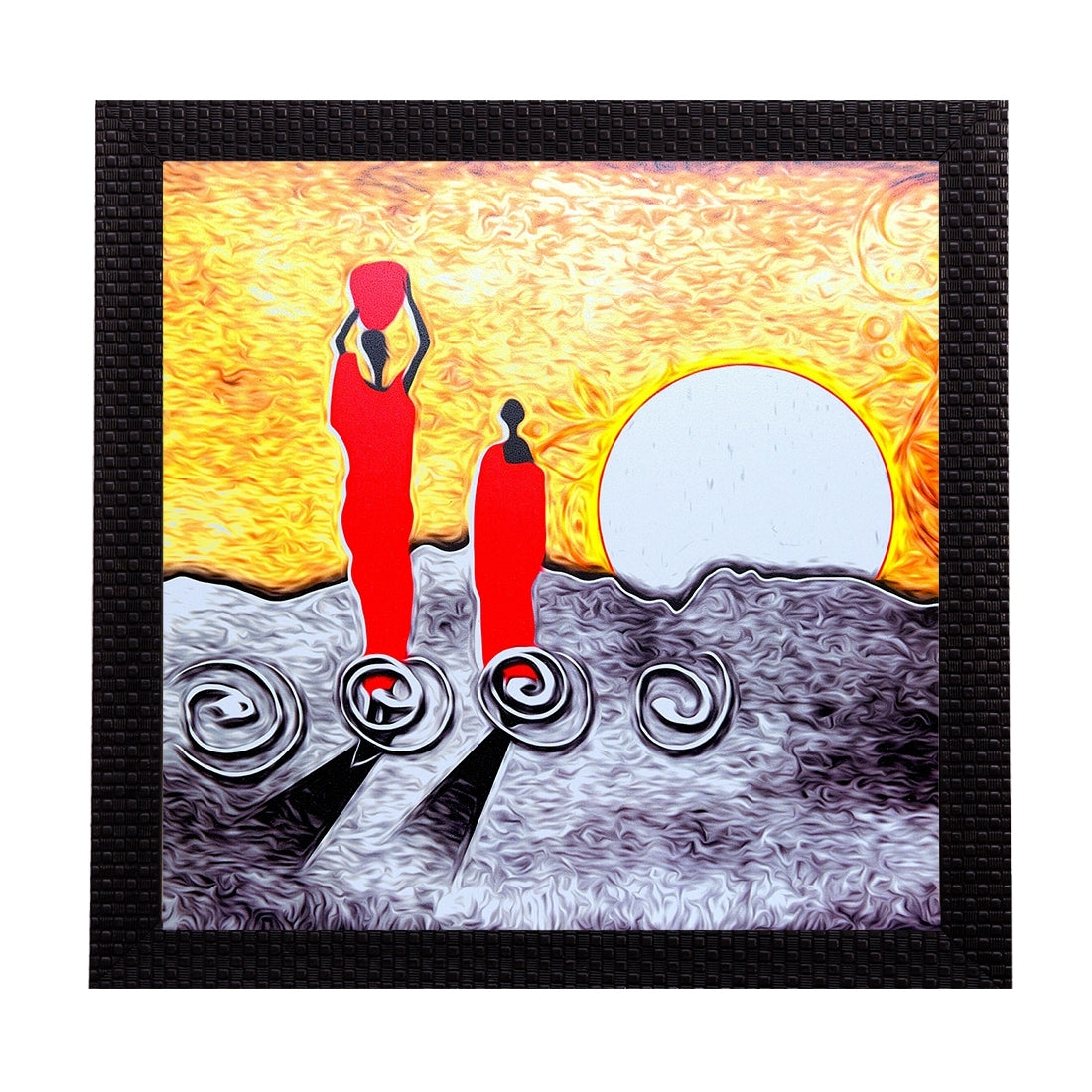 Abstract Village Life Pose Satin Matt Texture UV Art Painting Kafalo
