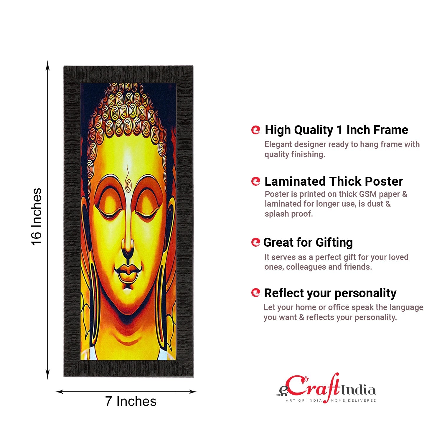 Meditating Lord Buddha Face Painting Digital Printed Religious Wall Art Kafalo