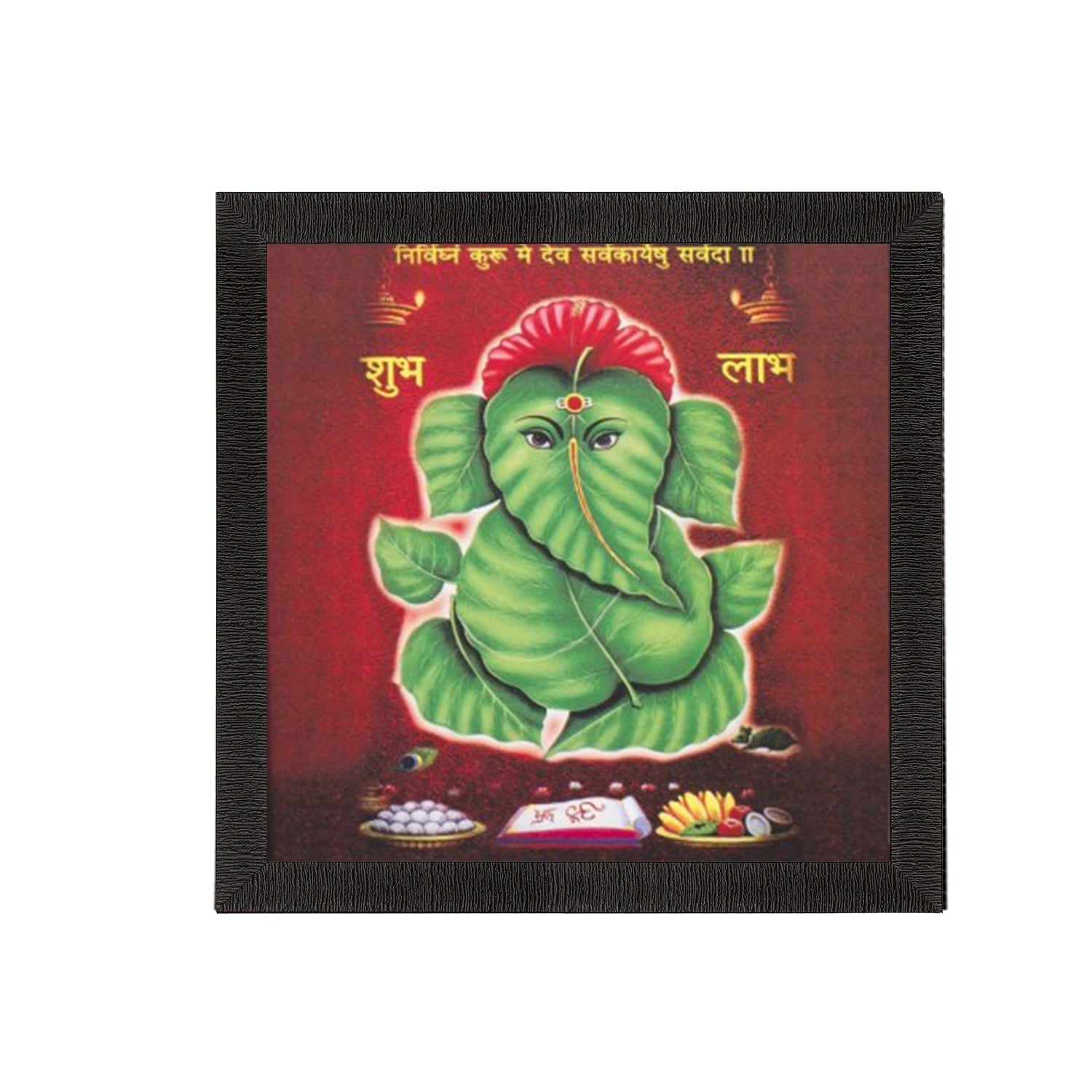 Peepal Leaves Lord Ganesha Painting Digital Printed Religious Wall Art Kafalo
