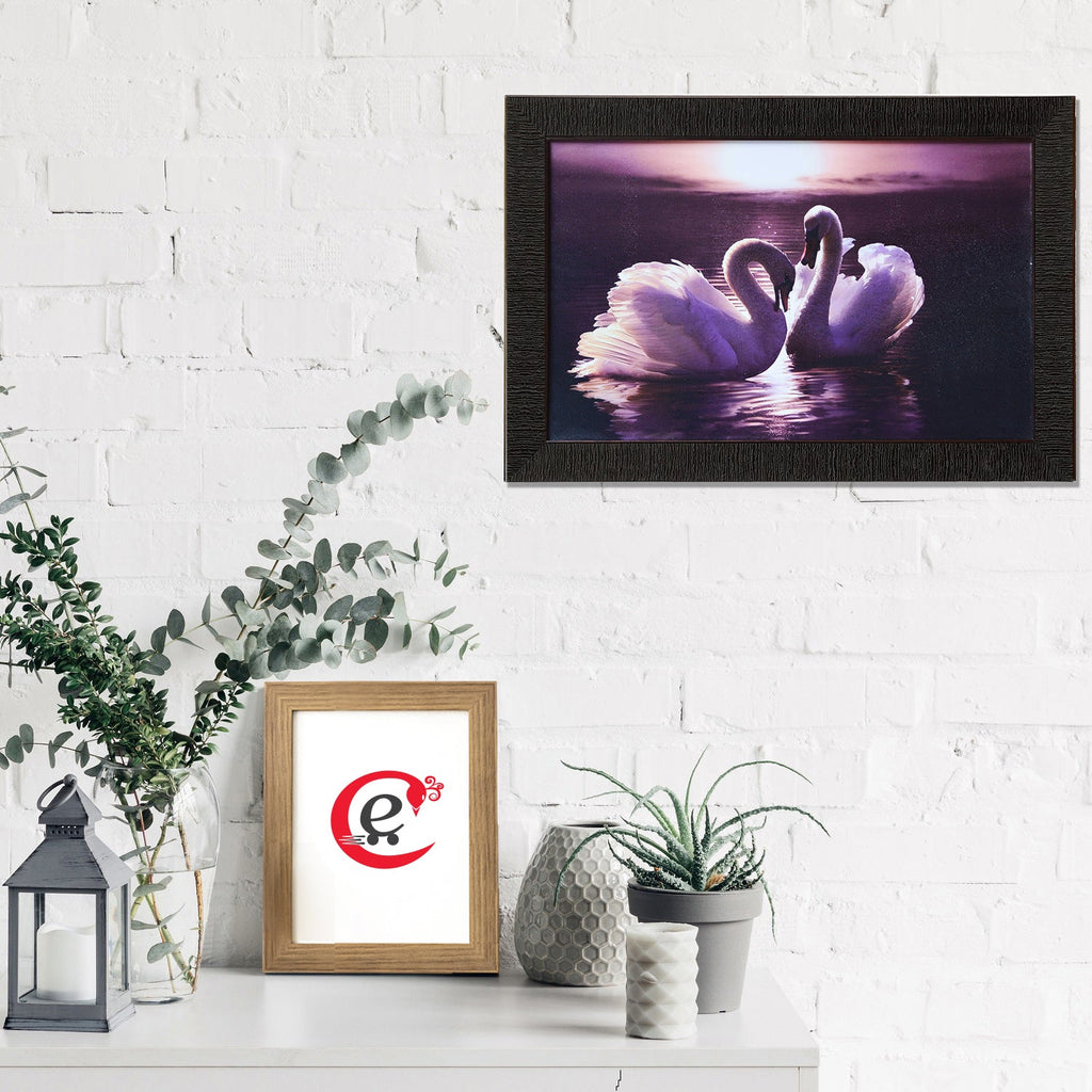 2 Swans Design Satin Matt Texture UV Art Painting Kafalo