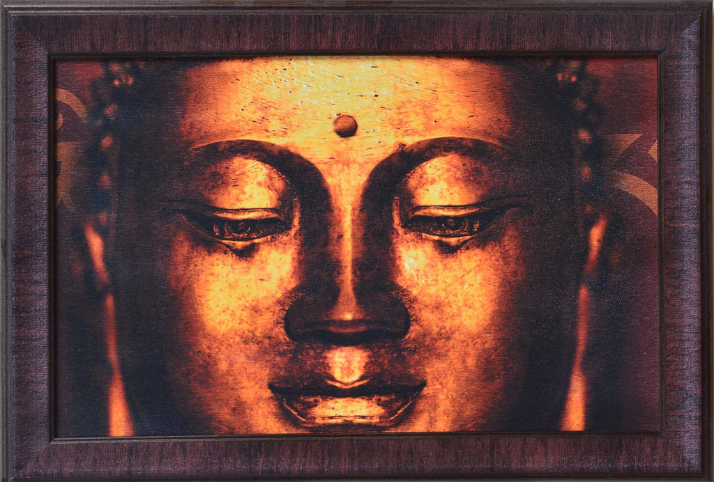Meditating Buddha Head Satin Matt Texture UV Art Painting Kafalo