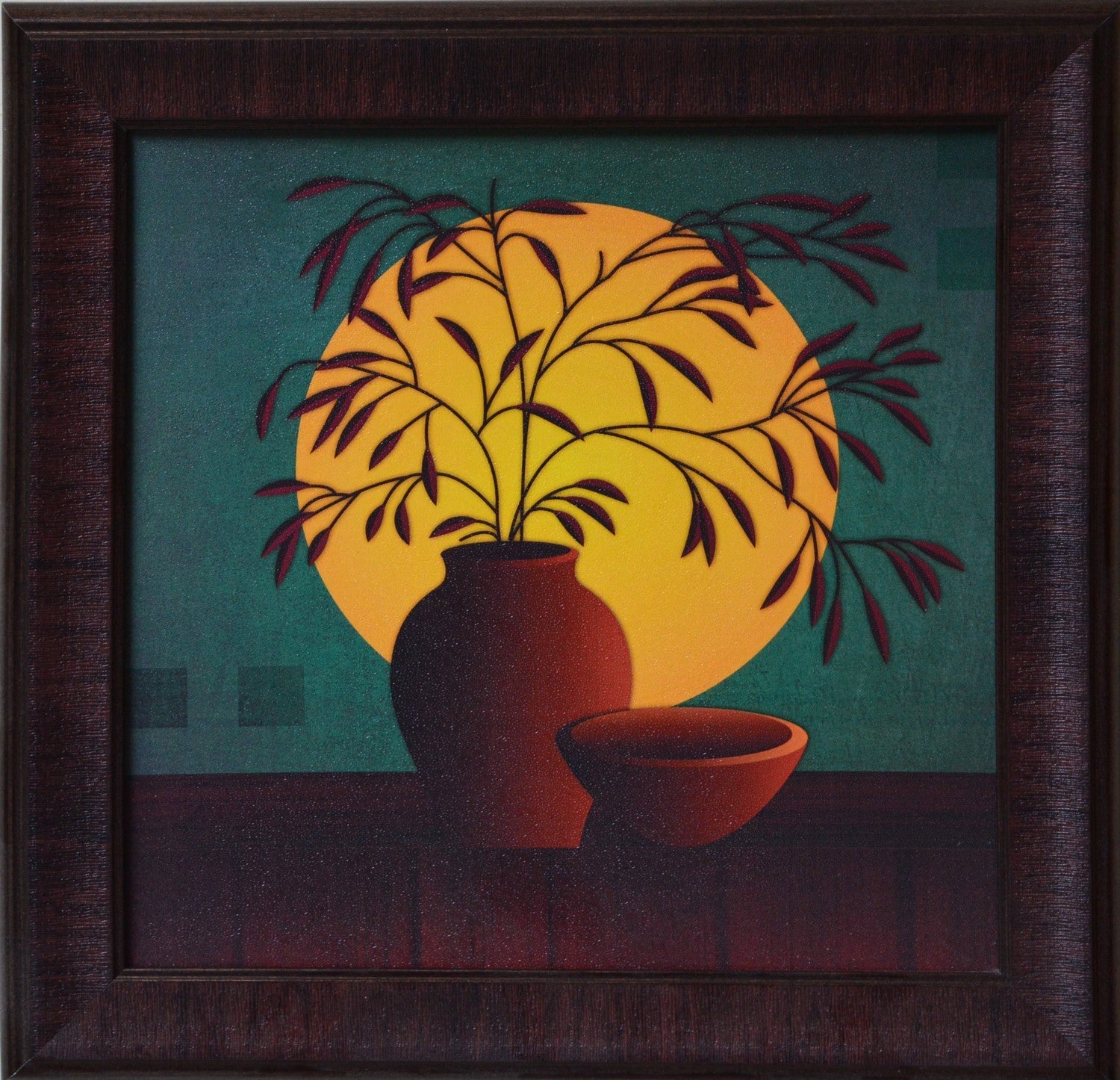 Leaves in Pot Theme Satin Matt Texture UV Art Painting Kafalo