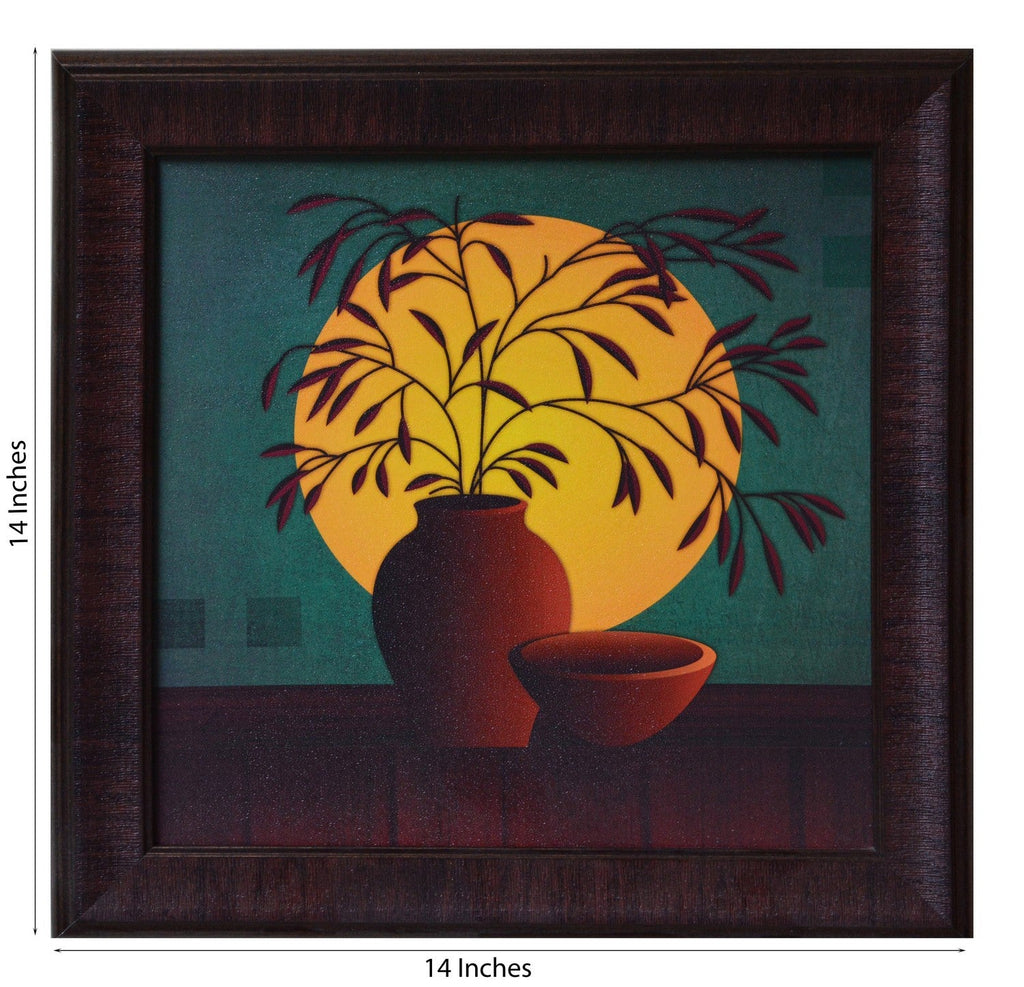 Leaves in Pot Theme Satin Matt Texture UV Art Painting Kafalo