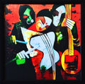 Abstract Couple playing Musical Instruments Satin Matt Texture UV Art Painting Kafalo