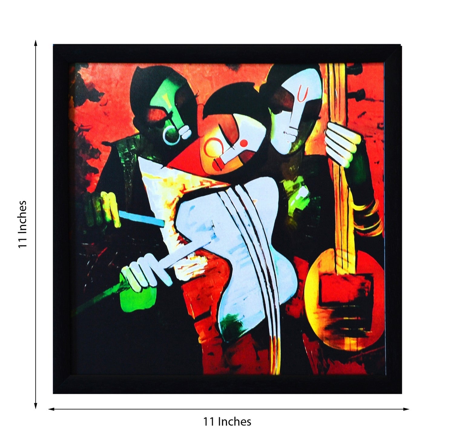 Abstract Couple playing Musical Instruments Satin Matt Texture UV Art Painting Kafalo