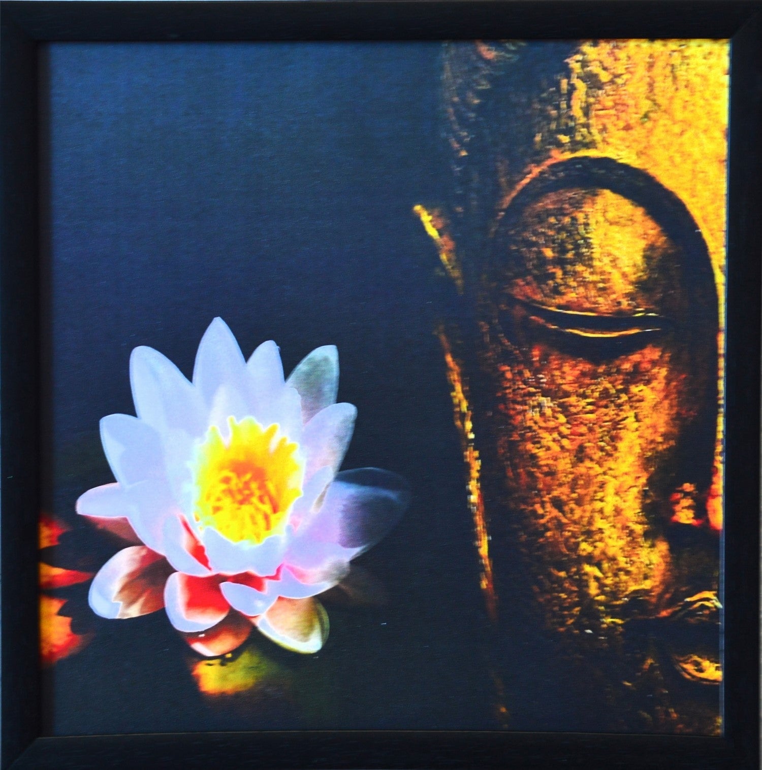 Meditating Buddha Design Satin Matt Texture UV Art Painting Kafalo