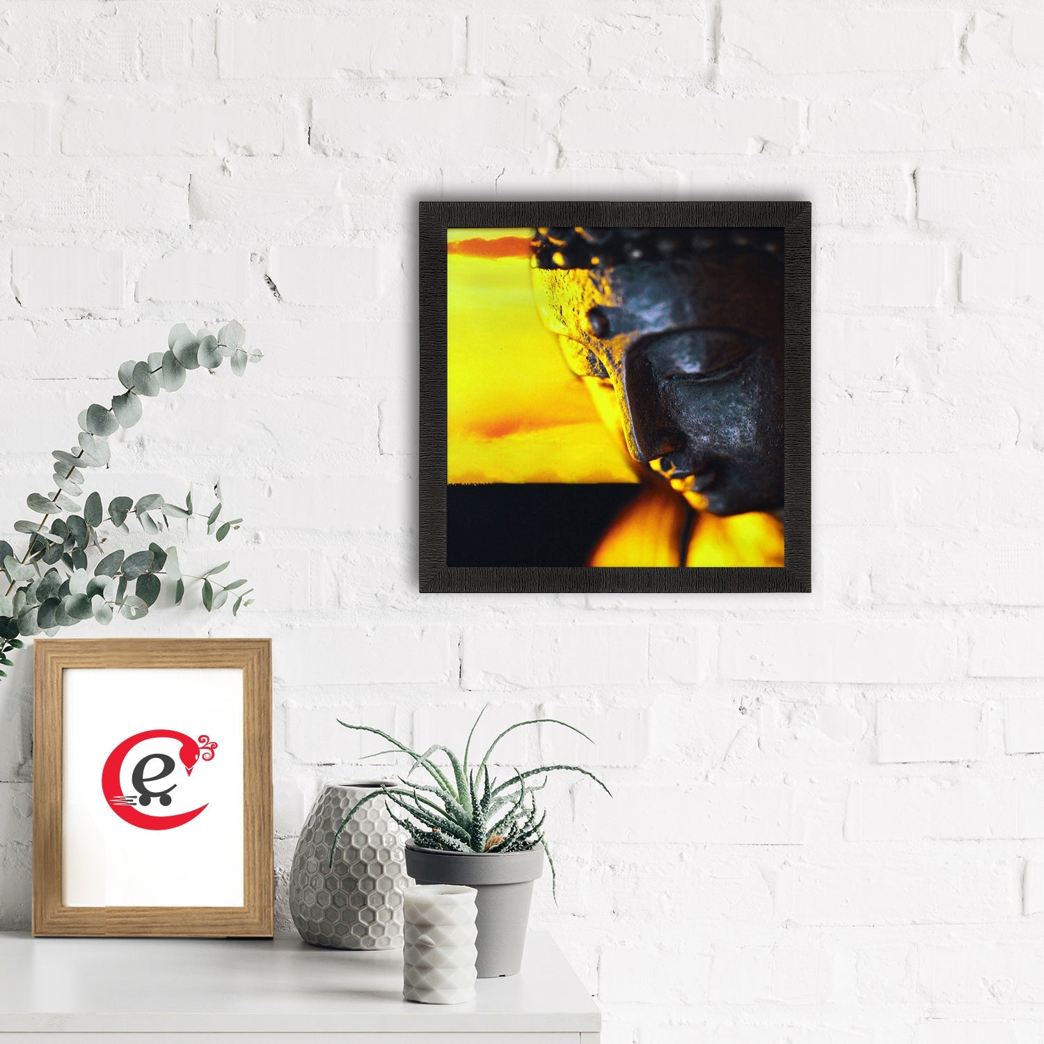 Meditating Buddha Face Painting Digital Printed Religious Wall Art Kafalo