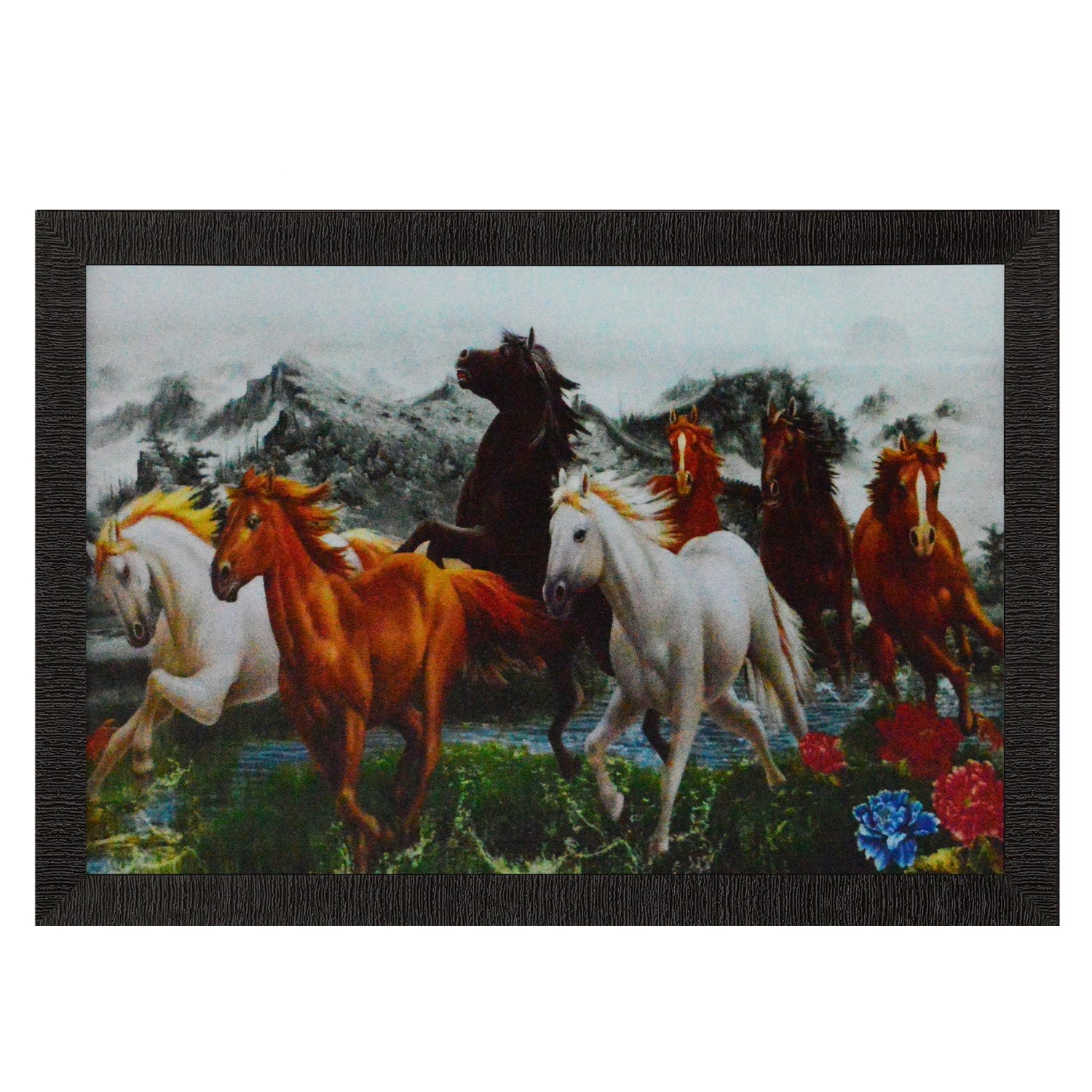 Running Lucky Horses Design Satin Matt Texture UV Art Painting Kafalo