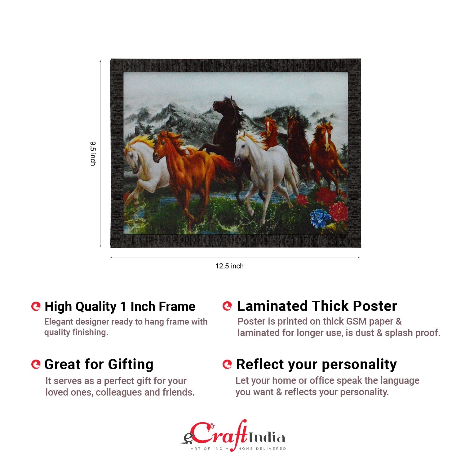 Running Lucky Horses Design Satin Matt Texture UV Art Painting Kafalo