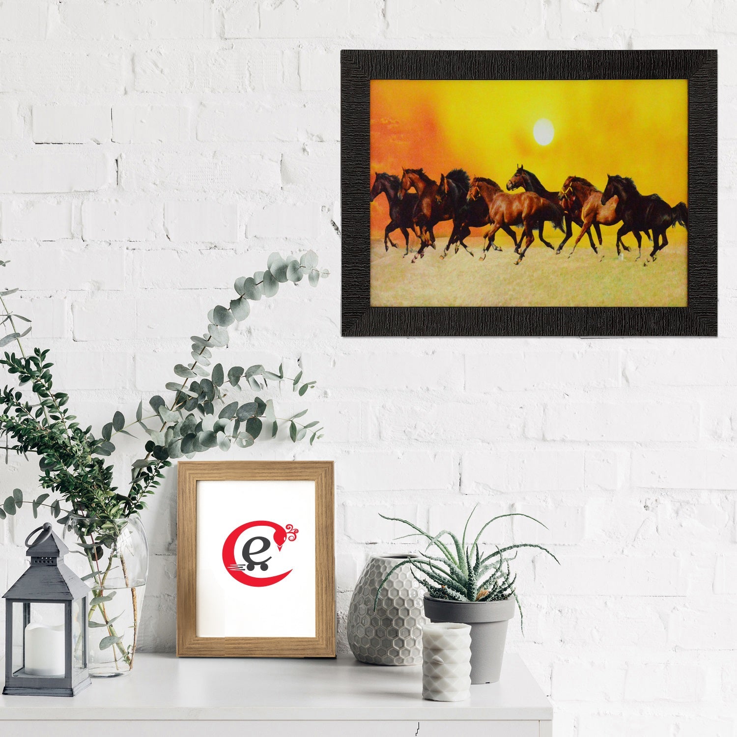 Running Lucky Horses Design Satin Matt Texture UV Art Painting Kafalo
