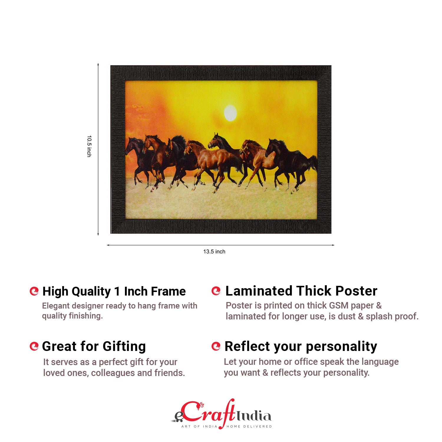 Running Lucky Horses Design Satin Matt Texture UV Art Painting Kafalo