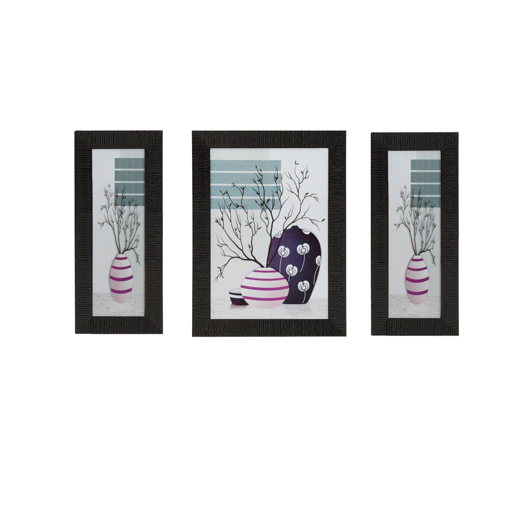 Set of 3 Botanical Satin Matt Textured UV Art Painting Kafalo