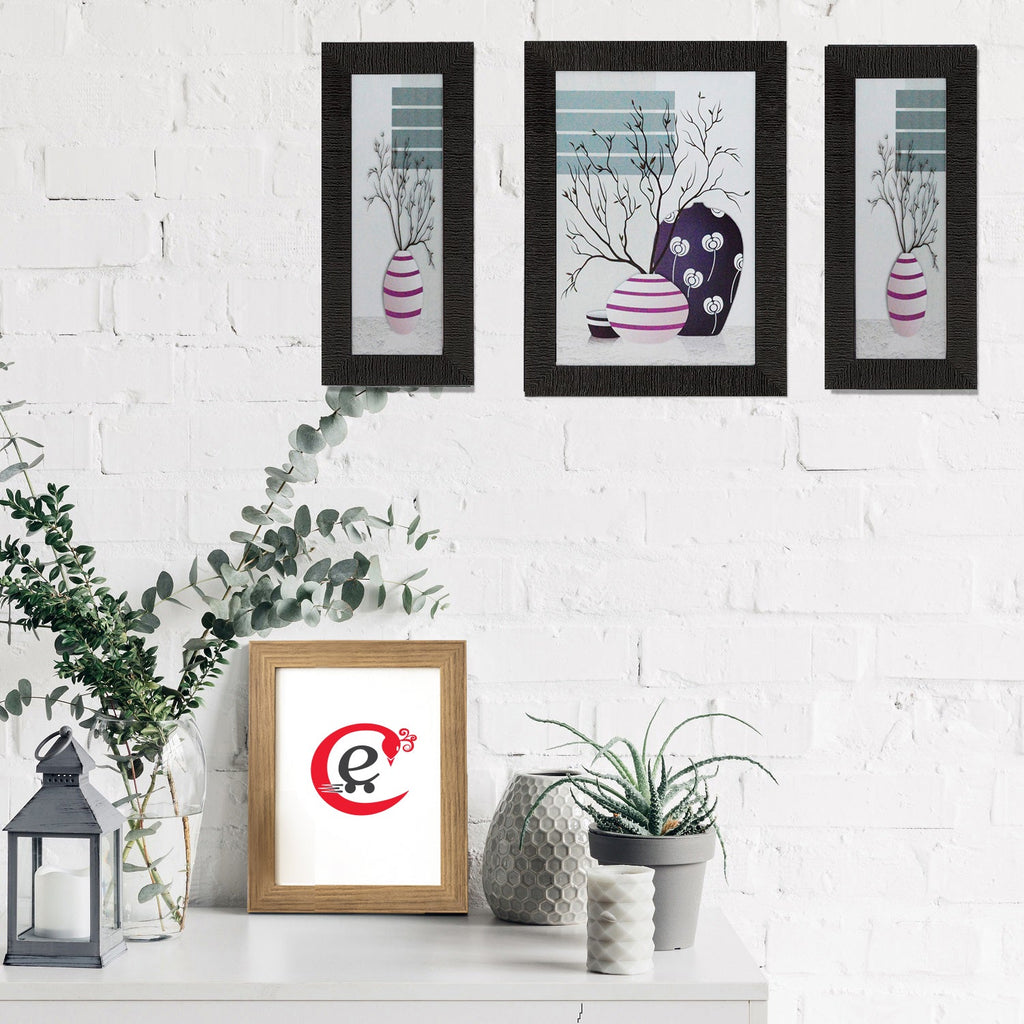 Set of 3 Botanical Satin Matt Textured UV Art Painting Kafalo