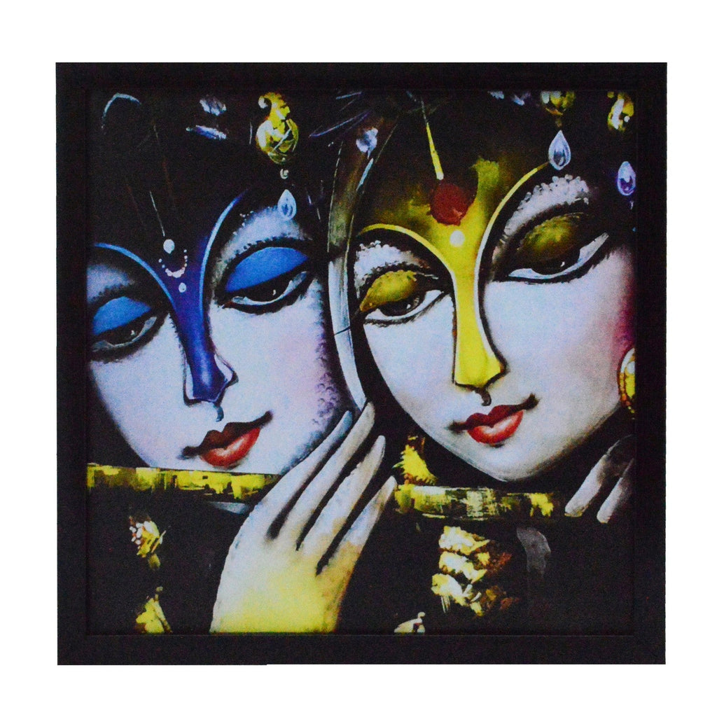 Radha Krishna playing Flute Satin Matt Texture UV Art Painting Kafalo