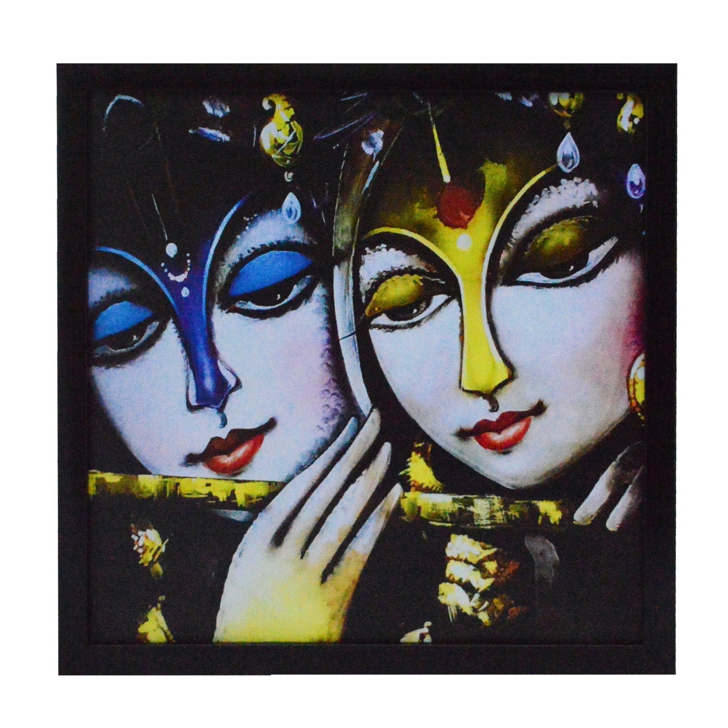 Radha Krishna playing Flute Satin Matt Texture UV Art Painting Kafalo