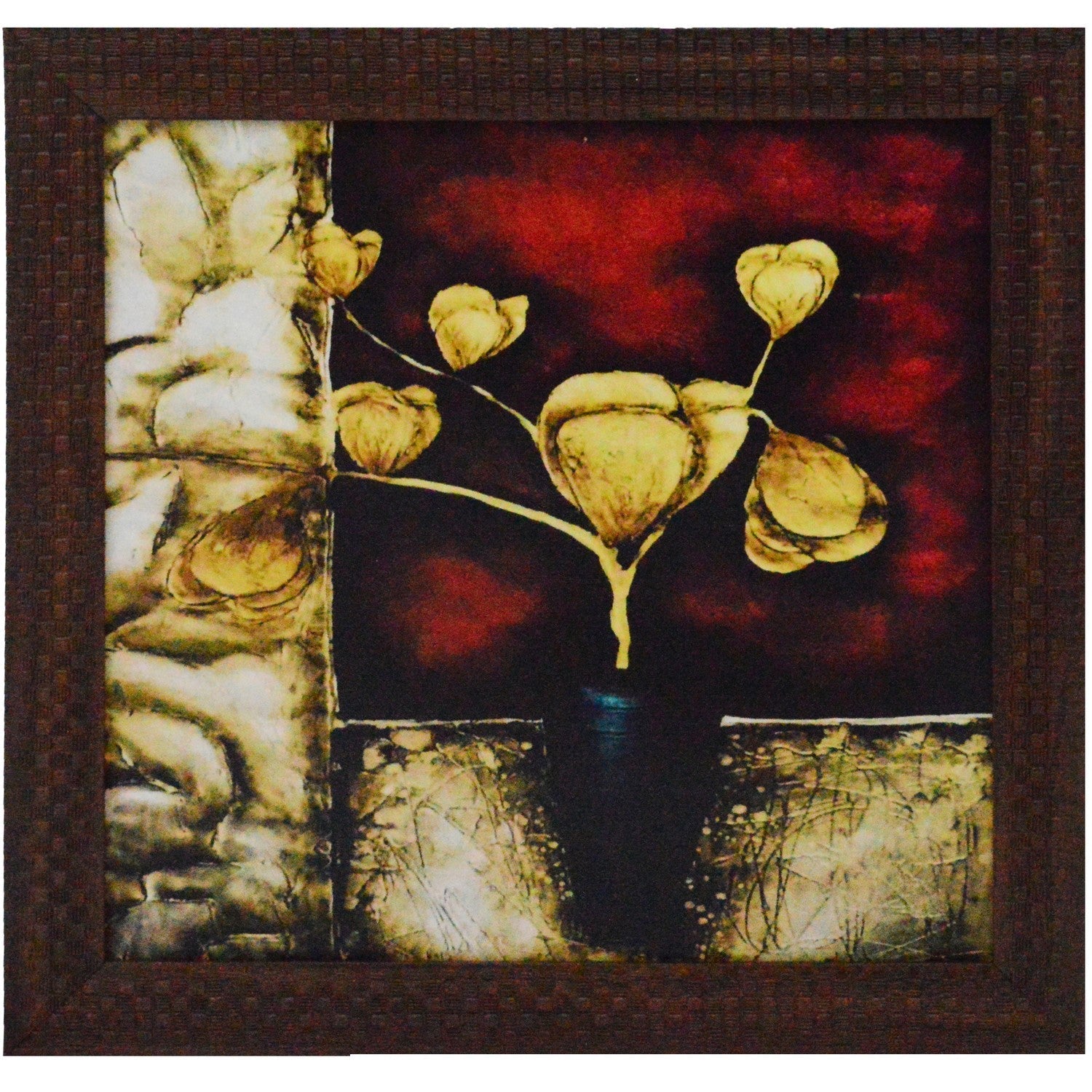 Flower Pot Design Satin Matt Texture UV Art Painting Kafalo