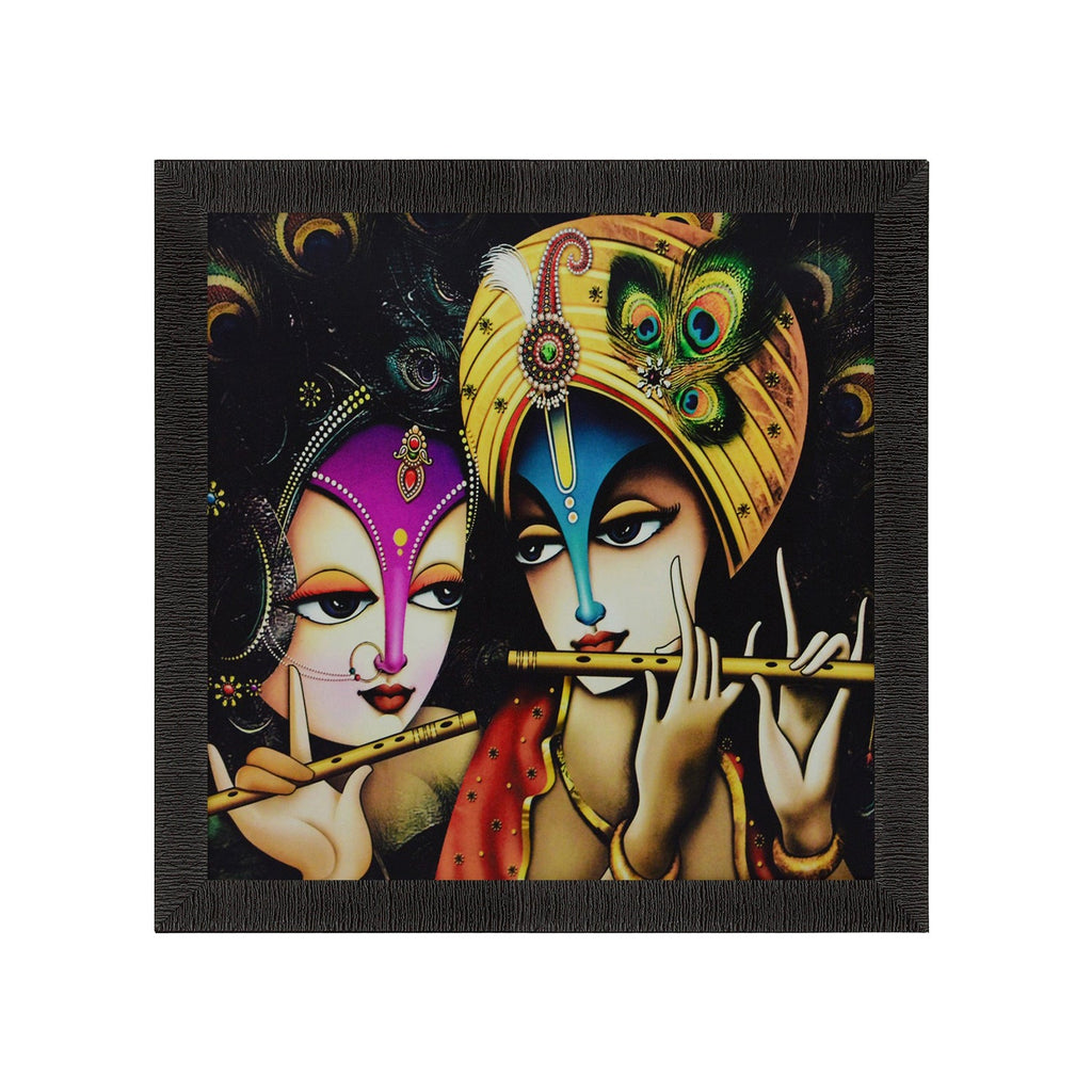 Beautiful Radha Krishna Playing Flute Painting Digital Printed Religious Wall Art Kafalo