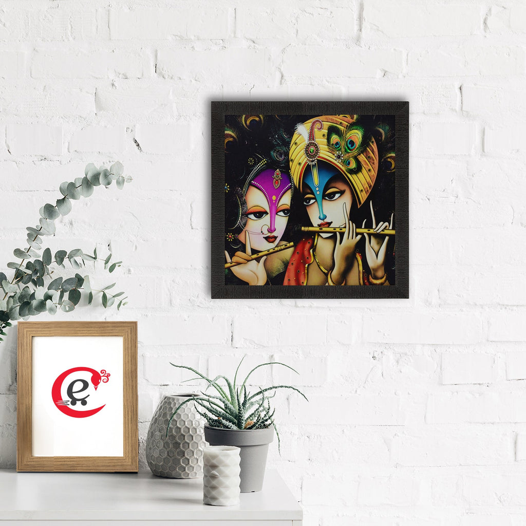 Beautiful Radha Krishna Playing Flute Painting Digital Printed Religious Wall Art Kafalo