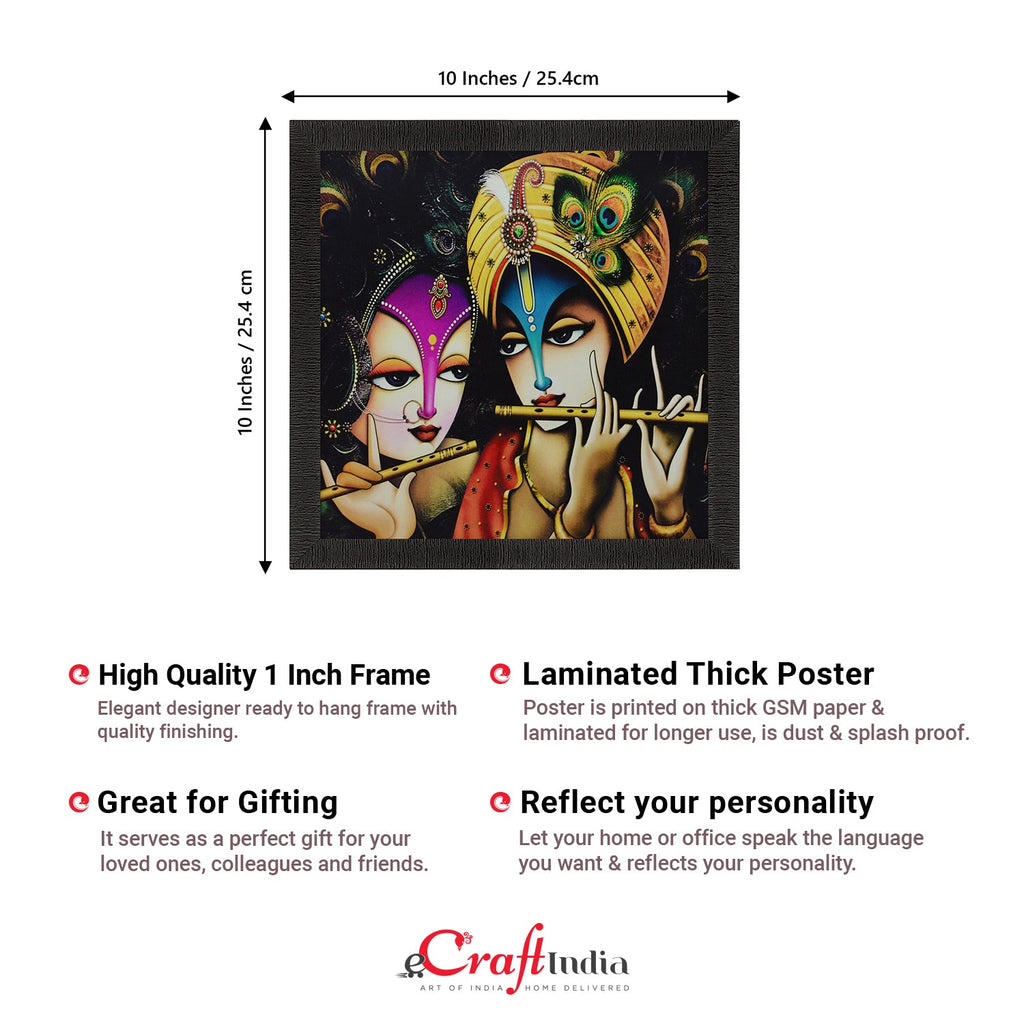 Beautiful Radha Krishna Playing Flute Painting Digital Printed Religious Wall Art Kafalo