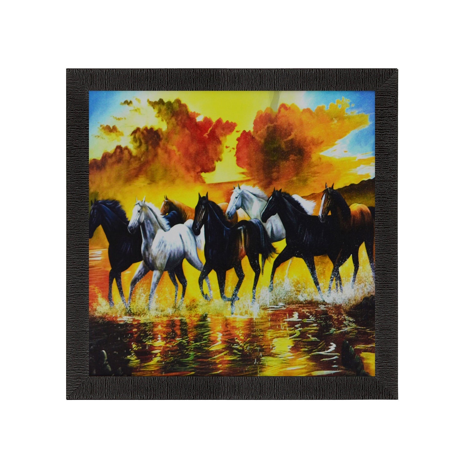Running Lucky Horses Design Satin Matt Texture UV Art Painting Kafalo
