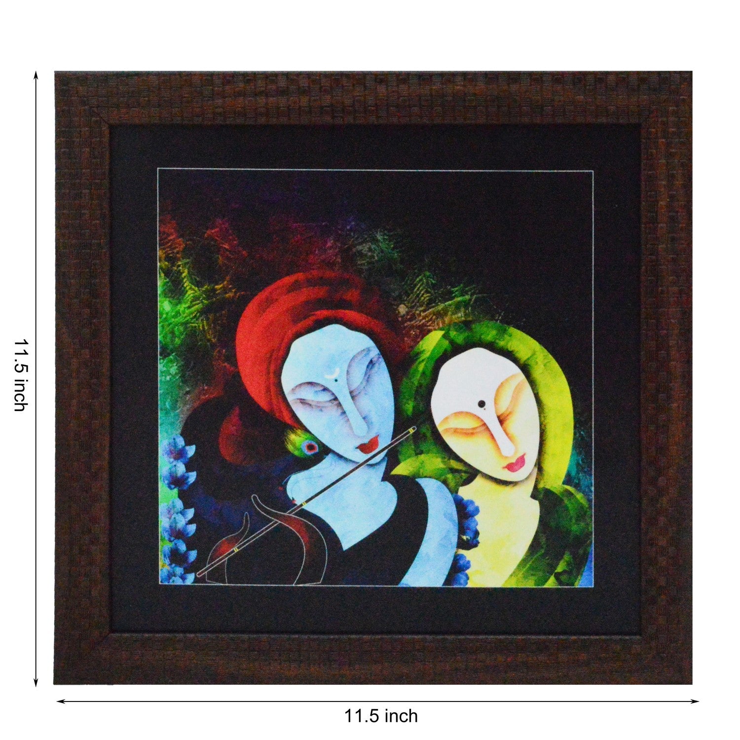 Radha Krishna playing Flute Satin Matt Texture UV Art Painting Kafalo